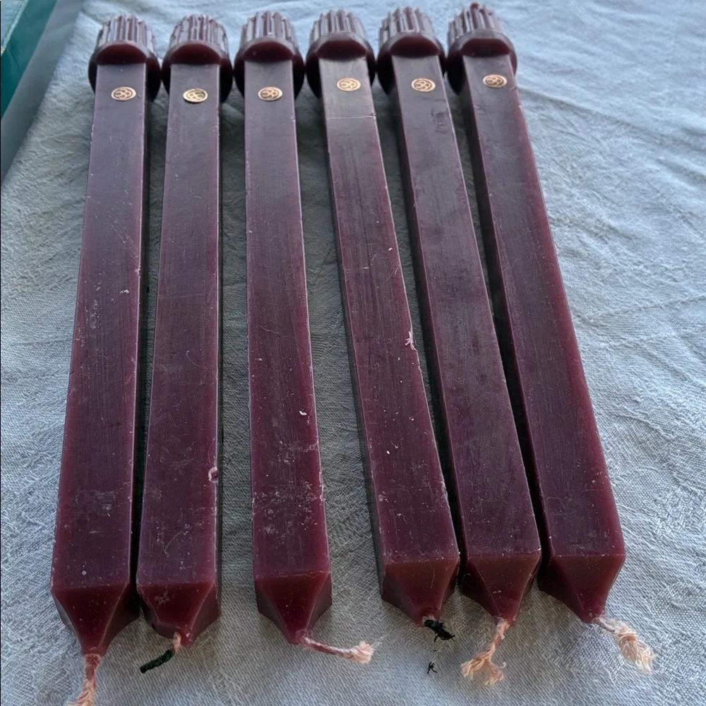 PartyLite 10" Maroon Unscented Dinner Candles 6 Pack Square USA MULBERRY Vintage - Picture 8 of 10